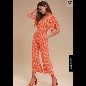 Red Gingham Jumpsuit